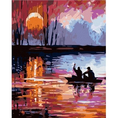 zuty Malování podle čísel Západ slunce na jezeře 80 x 100 cm vypnuté plátno na rám