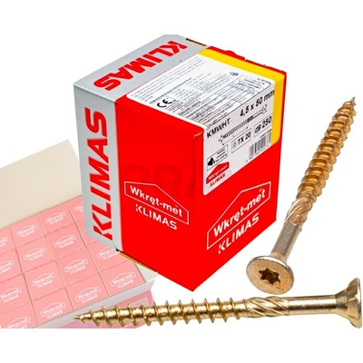 Klimas Wkret-Met TX 4,5x50mm - 1 Kartón (16x250 ks) - Skrutky / Vruty do dreva so zapustenou hlavou, WKCS