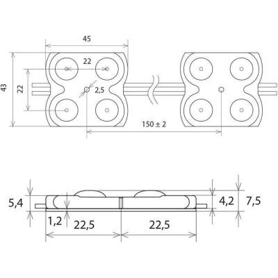 MCLED Modul LED 4xSMD2835, 1,6W, 12V, 133mA, 6550K, úhel 170°, IP65