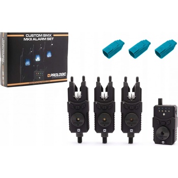 Prologic Sada Signalizátorov LTD Custom SMX MKII Bite Alarm W Covers Set 3 + 1 Blue