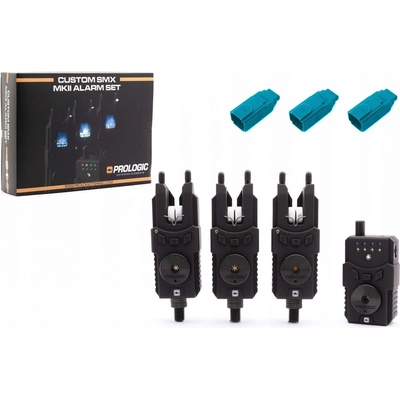 Prologic Sada Signalizátorov LTD Custom SMX MKII Bite Alarm W Covers Set 3 + 1 Blue