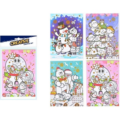 Kreativní set vánoční přání s kamínky + obálka 140x230mm