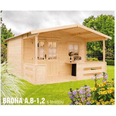 BPP Broňa B2 záhradná chatka s terasou, 392 x 543 cm 28 mm 588230
