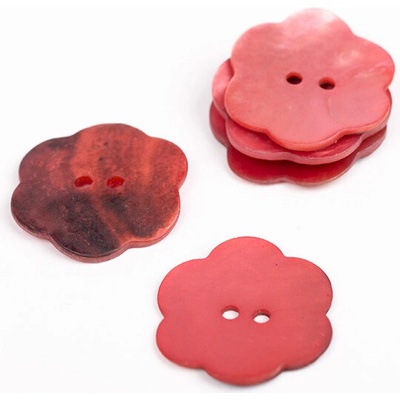 Knoflík Drops kytička Ø 25 mm perleťový červený