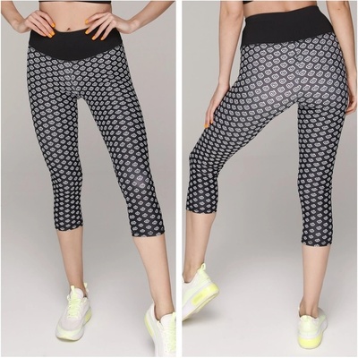NDN 3/4 fitness legíny s vysokým pásom X047 čierno biela