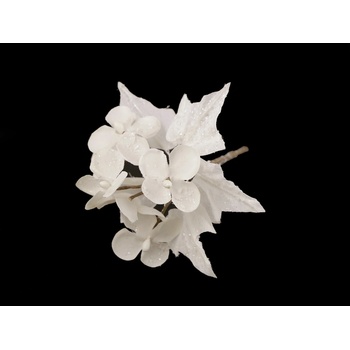 Umělé květy na drátku zasněžené Varianta: 1 bílá, Balení: 1 ks