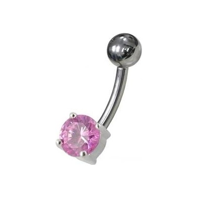 Šperky4U stříbrný piercing do pupíku kulatý zirkon BP01146-P