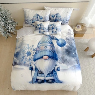 TiaHome 3D obliečky Polycotton Vianočné Gnome modrý 200x140 90x70