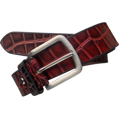 Pragati Fashion opasek kožený Pragati unisex v tmavě červené barvě se vzorem croco