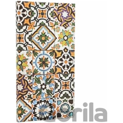 Porto Portuguese Tiles Slim 12-month Horizontal Hardcover Flexi Dayplanner Elastic Band Closure 2026