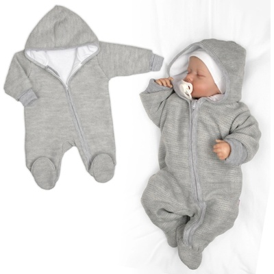 Baby Nellys Pletený overal s kapucí CUTE šedý – Zboží Dáma