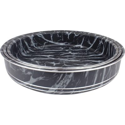 Elekom Кръгли тави комплект - 3 бр. ek-28-30-34, Черно бял мрамор, Незалепващо покритие (ek-28-30-34)
