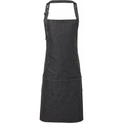 Premier Workwear Pracovní džínová zástěra za krk PR126 Black Denim 72x86cm