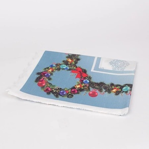  Коледна покривка в синьо и бяло с апликация 140/180