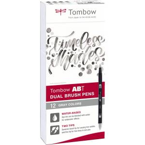 Tombow Маркер Tombow ABT Dual Brush 12P-3 сиви цветове (12) (ABT-12P-3)