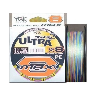 YGK X-Braid Super Ultra Max WX8 Pletená Šnúra150m Multicolor PE0,6 0,132mm 5,6kg