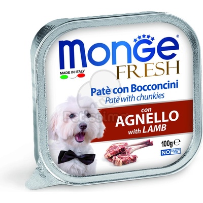 Monge Fresh пастет с парчета месо - агнешко 100 г