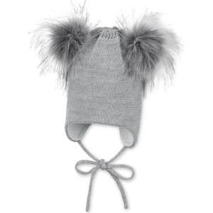 Sterntaler Детска зимна шапка с помпони Sterntaler - 51 cm, 18-24 м, сива (4702145-542) - baby