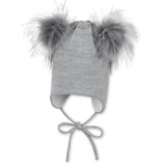 Sterntaler Детска зимна шапка с помпони Sterntaler - 51 cm, 18-24 м, сива (4702145-542) - baby