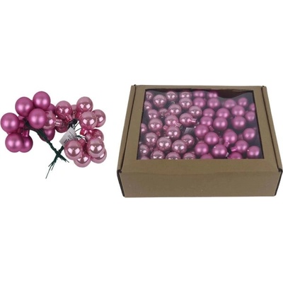 MOREX Skleněné baňky na drátku růžové, pr.2,5cm, S0571-05/BOX 144 ks