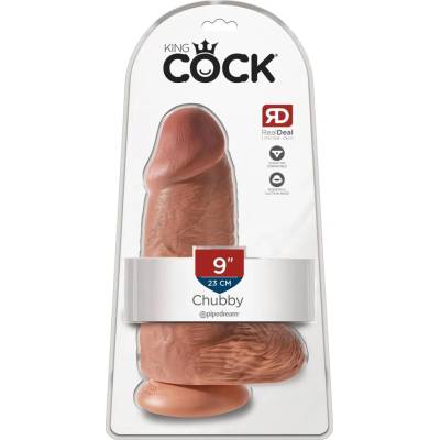King Cock realistický dildo s přísavkou 23 cm tmavá tělová