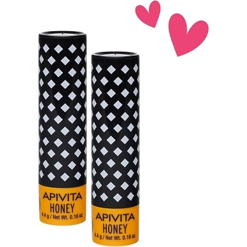 APIVITA Комплект - Стик за устни, мед, 2 х 4.4 g