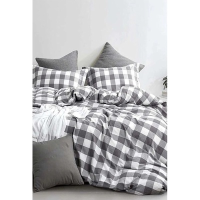 Mila Home Бяло и сиво памучно двойно легло с чаршаф 200x220 cm - Mila Home (HKGiqon39-Double)