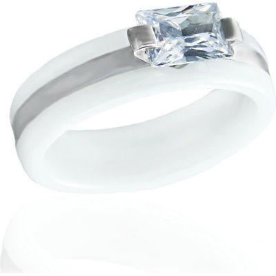 BM Jewellery Dámský keramický prsten se zirkonem bílý S113188090