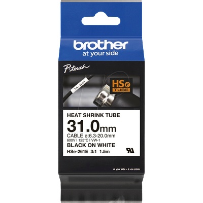 Brother HSe-261E Pro Tape, 31 mm x 1.5 m, черен печат / бял фон , оригинална лента (HSE261E)
