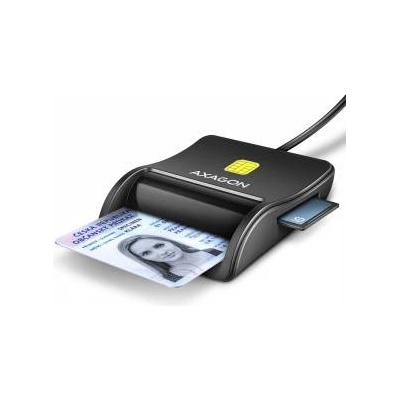 AXAGON AXAGON CRE-SM3SD reader, USB-A FlatReader 4-slot ID card reader + SD/microSD/SIM, 1.3m cable