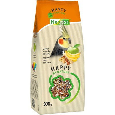 NESTOR HAPPY krmivo pre stredné papagáje s ovocím a orechmi 500g