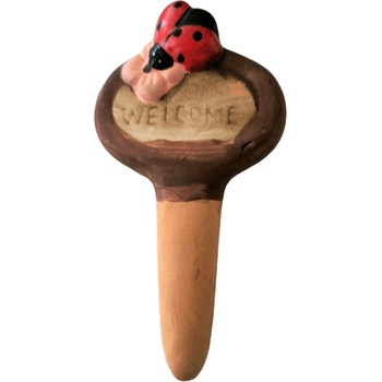 Керамично колче за поливане на растения с калинка 12 см