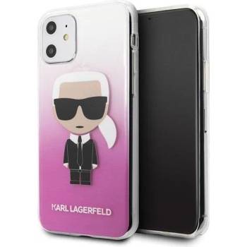 KARL LAGERFELD Луксозен Калъф за iPhone 11, KARL LAGERFELD Gradient Iconik Case, Розов (KLHCN61TRDFKPI)