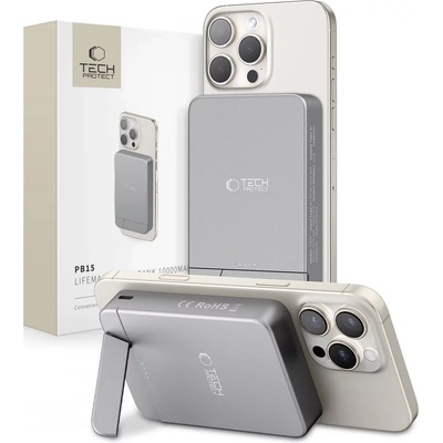 Tech-Protect PB15 LIFEMAG MAGSAFE преносима батерия 10000mAh, тъмносив (5906302362905)