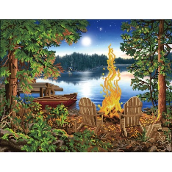Image 1 of Diamond dotz Диамантен гоблен " Червено кану край езерото"