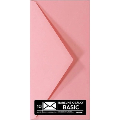 Obálky BASIC 10 KS (DL) 110x220 mm pastelová tm. růžová