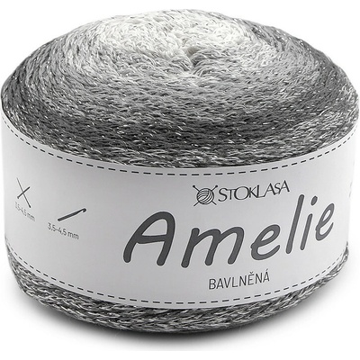 Prima-obchod Bavlněná pletací příze Amelie s lurexem 200 g, barva 1 šedá stříbrná
