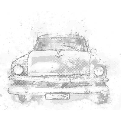 ZUTY Bodkovanie - MAĽOVANÉ MODRÉ AUTO Rámovanie: bez rámu a bez vypnutia plátna, Rozmer: 40x50 cm