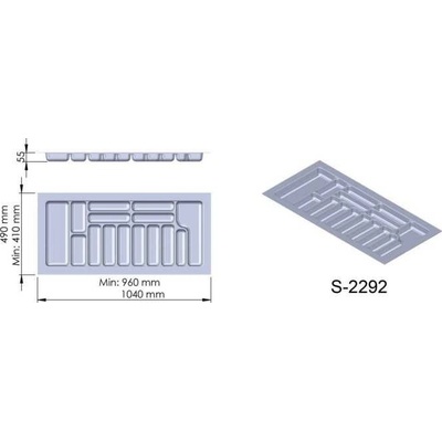 Příborník plast šedý 1040x490x55 mm - 1100 STARAX S-2292-G*