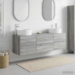 vidaXL Комплект мебели за баня 3 бр. Сив Сонома 49, 5 x 44, 5 x 65, 5 см (3405944)