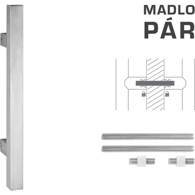 MPkovania FT - MADLO kód K31 25x25 mm UN pár Rozteč madla: 600 mm, Rozmer profilu madla: 25x25 mm, Dĺžka: 800 mm
