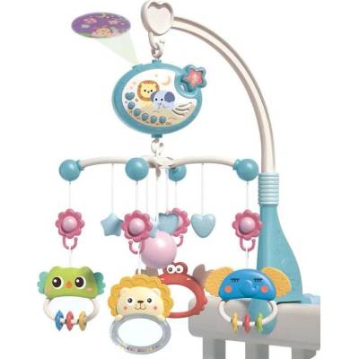 Raya Toys Музикална въртележка с прожекция за кошара Raya Toys- 0m+, синя, (503123010)