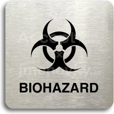 ACCEPT Piktogram biohazard II - stříbrná tabulka - černý tisk bez rámečku