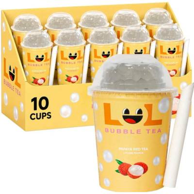 LOL Bubble Tea červený čaj s příchutí papáji s liči kuličkami 10 x 275 ml
