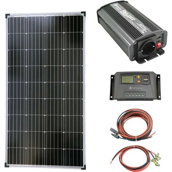 Solartronic Пълен комплект 1x140W соларен модул, Инвертор 600W, 10A Контролер за соларна система (SET140M-W)