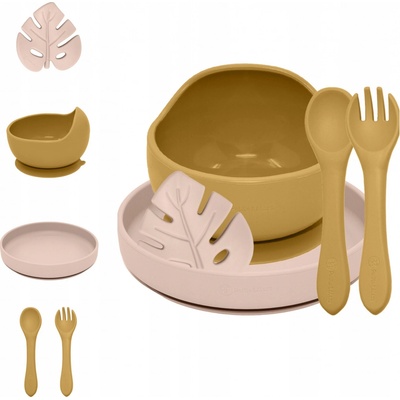 PETITE&MARS Set jedálenský silikónový TAKE&MATCH Intense Ochre Desert Sand 4 ks
