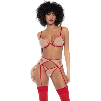 Mapalé - 3-частен комплект сутиени с изрязване (червено-натюр) - (S/M)