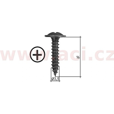 ACI Samořezný křížový vrut černý pozink Fe (sada 20 ks) (3,5 mm, 16 mm)