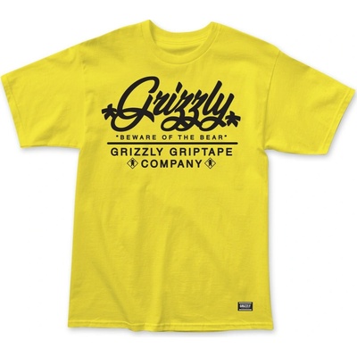 Grizzly tričko Caution Script Tee Yellow