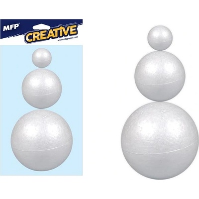 MFP Koule polystyrenová hladká 6/8/10 cm bílá 3 ks